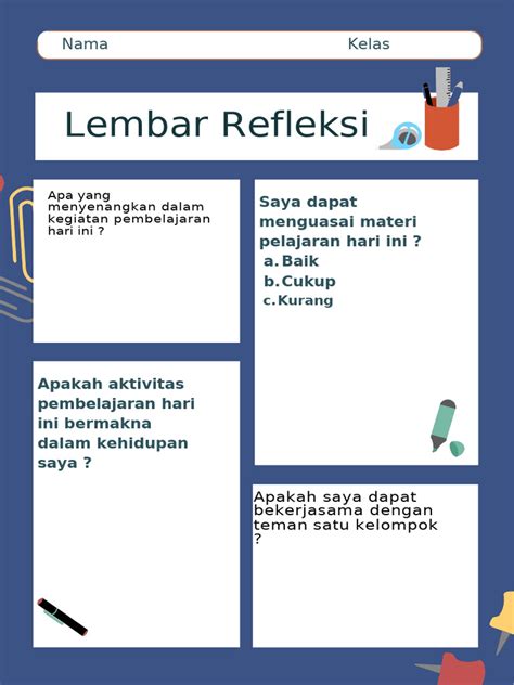 lembar refleksi siswa tanpa modal sambil mengontrol badan likuid epprner untuk pesta mewah image 1