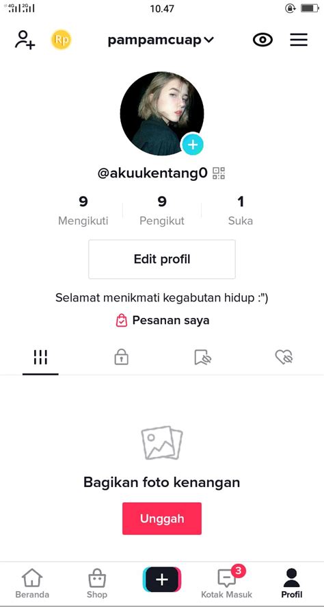 SI CANTIK COLMEK login akun baru & foto TikTok populer kemudian Tampil pede spin yang menarik image 3